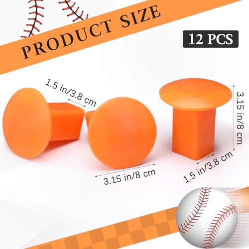 Image of Pangda 12 Pcs Baseball Base Plugs for Baseball Field Rubber Ground Receptacle Plugs for Softball Anchor (Orange)