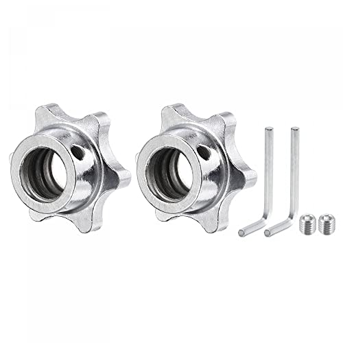 uxcell 2Pcs M25 Barbell Lock Collar Dumbbell Hex Nuts for Barbell Dumbbell Weight Lifting Silver