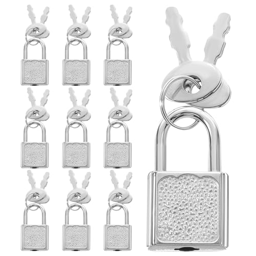 10pcs Mini Cute Diary Padlocks Mini Locks with Keys Small Luggage Locks with Keys Tiny Padlock Silver Suitcase Lock for Jewelry Boxes Travel Backpack Decor