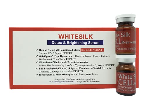 WhiteSilk〔Expert Drops〕─ Power Ampoule ┃Human Stem Cell(100,000ppm) + Mela Care 5 Complex Anti-Aging Booster Ampule┃Clinically Proven to Treat Pigmentation & Photodamage┃(7ml X 2vials, 0.48oz)