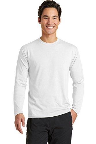 Port & Company Long Sleeve Blended Performance Tee (PC381LS) White, M
