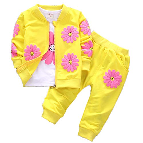 Conjuntos de 3 piezas para niñas de pantalones y camiseta con estampado floral marca Yao