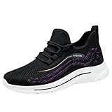 Yowablo Damenschuhe schnüren Mesh atmungsaktive Mode bequeme Schuhe Freizeitschuhe Laufschuhe Damenschuhe Pumps Schwarz
