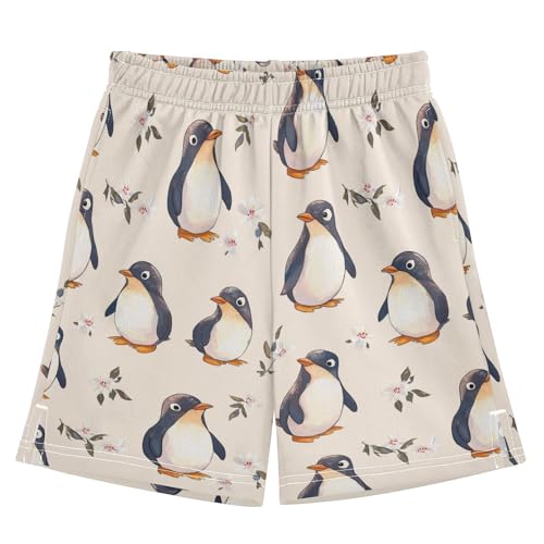 Caihoyu Boys Short with Pockets Running Short Pants XL Sweet Penguin