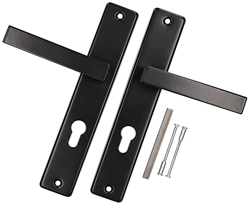 KOTARBAU® Handle Set PZ 72 mm Long Plate Black with Square and Mounting Screws