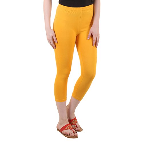 Image of DIAZ Women Cotton Stretchable Capri | Slim /Regular Fit | Breathable Yoga, Gym & Lounge Wear | High-Waist Stretchable 3 /4 Length Leggings with Wide Waistband - Pack of 1