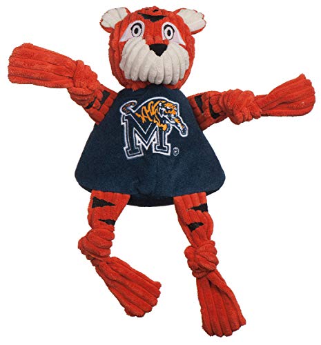 HuggleHounds Officially Licensed College Mascot Squeaky Dog Toy for Aggressive Chewers - Plush Corduroy Dog Toys - Soft Extra Durable Stuffed Pet Toy | University of Memphis Tom Tiger, Large