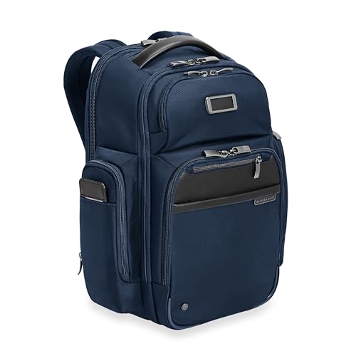 Image of Briggs & Riley Medium Cargo Backpack for Women & Men - Laptop Backpack, For Work & Travel, Lightweight & Durable, Padded Straps, Fits up to 15 inch Laptop - @work Collection, Navy