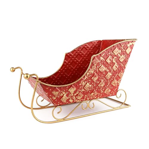 PHILPETY Metal Christmas Sleigh Santa Sleigh Christmas Decor for Table Top Holiday Home Decorations Decoration with Rustic Charm