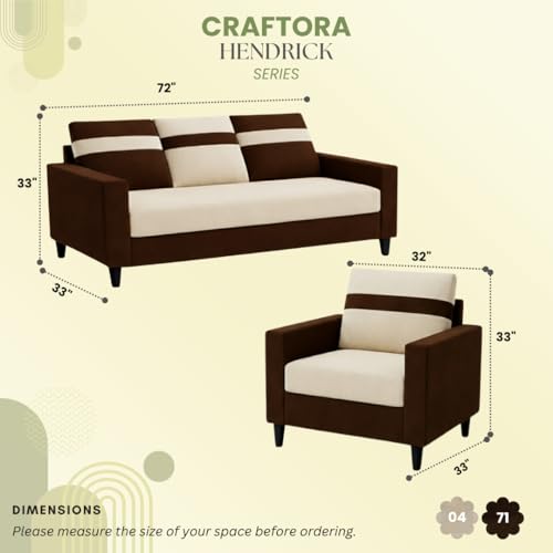 Image of Hakuna Plush Velvet 3 Seater + 1 Seater + 1 Seater Sofa Set | Silken Velvet Upholstery | Golden Legs | Designer Set for Living Room & Office Spaces (Dark Brown - Cream)