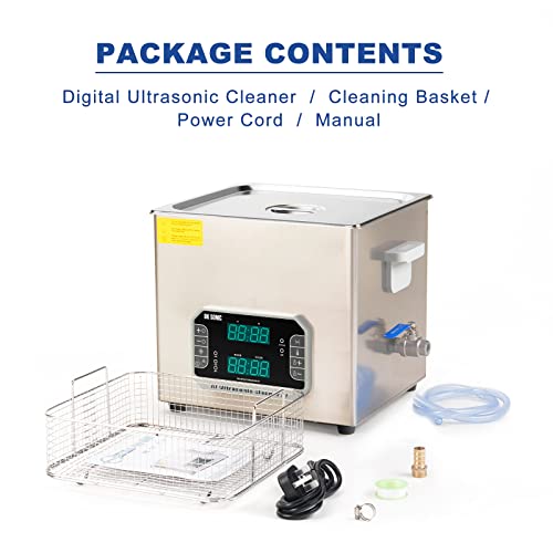 Dk Sonic Touch Ultrasonic Cleaner With Heater,Digital Timer And Basket Multiple Cleaning Mode For Lab Tools, Metal Parts, Carburetor, Fuel Injector, Brass, Auto Parts, Engine Parts, Etc (15L, 110V) #TOP4
