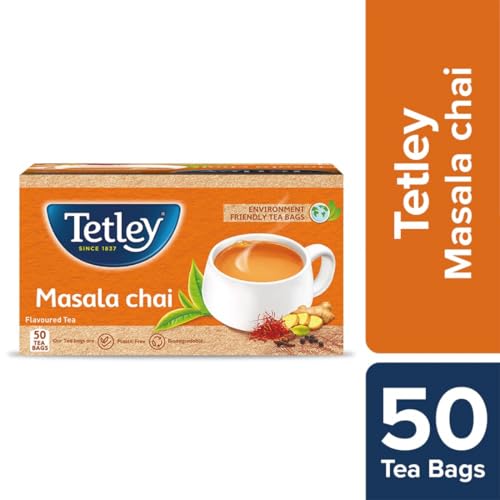Tetley | Masala Chai Flavoured with Natural Flavour | Black Tea | 50 Tea Bags