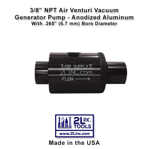 3/8" NPT Air Venturi Vacuum Generator Pump (Anodized Aluminum) with .265" (6.7 mm) Bore Diameter