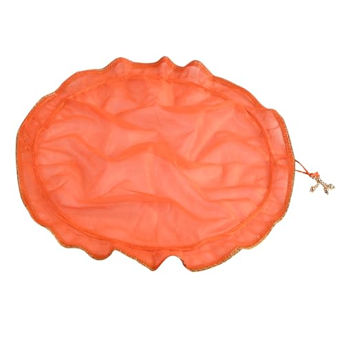 Image of Kuber Industries Organza Double Layer 2 in 1 Shagun Pooja Thalposh Cover Cloth Potli | Wedding Gift Packaging Sagun Potli | Traditional Potli Bag & Thali Cover with Drawstring | Orange