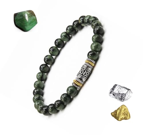 Kartini Studio Jade Beads Bracelet, Green Jade and Sterling Silver Beads Bracelet, Quality Bead Jewelry