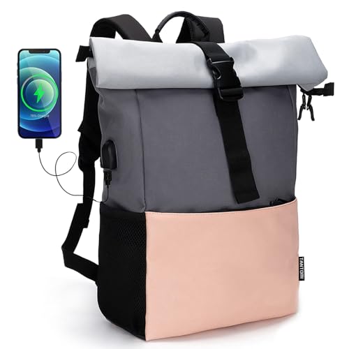 Lekesky Rucksack Damen Schwarz mit Laptopfach Anti-Diebstahl 15.6 Zoll