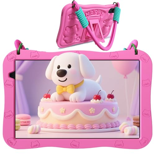 VOLENTEX 10 Inch Kids Tablet with Case, Android 15 Tablets for Age 3-12, 32GB Educational Pad, 5G WIFI6,Parental Control, Dual Camera, 6000mAh, Bluetooth (Pink)