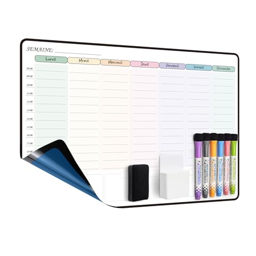 MCCORL Calendrier Adhesif Tableau blanc Planning Mural, Planificateur Semainer effaçable parfait pour Planification des Tâches, Organiseur Hebdomadaire Repas...
