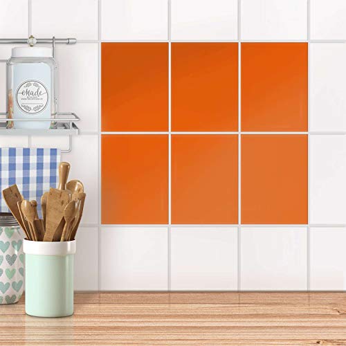 creatisto Fliesenaufkleber für Küche und Bad I Fliesen Folie Sticker wiederablösbar I Fliesen verschönern - Fliesenmotiv für Bad- und Küchenfliesen I Farbe: Orange Dark Cover