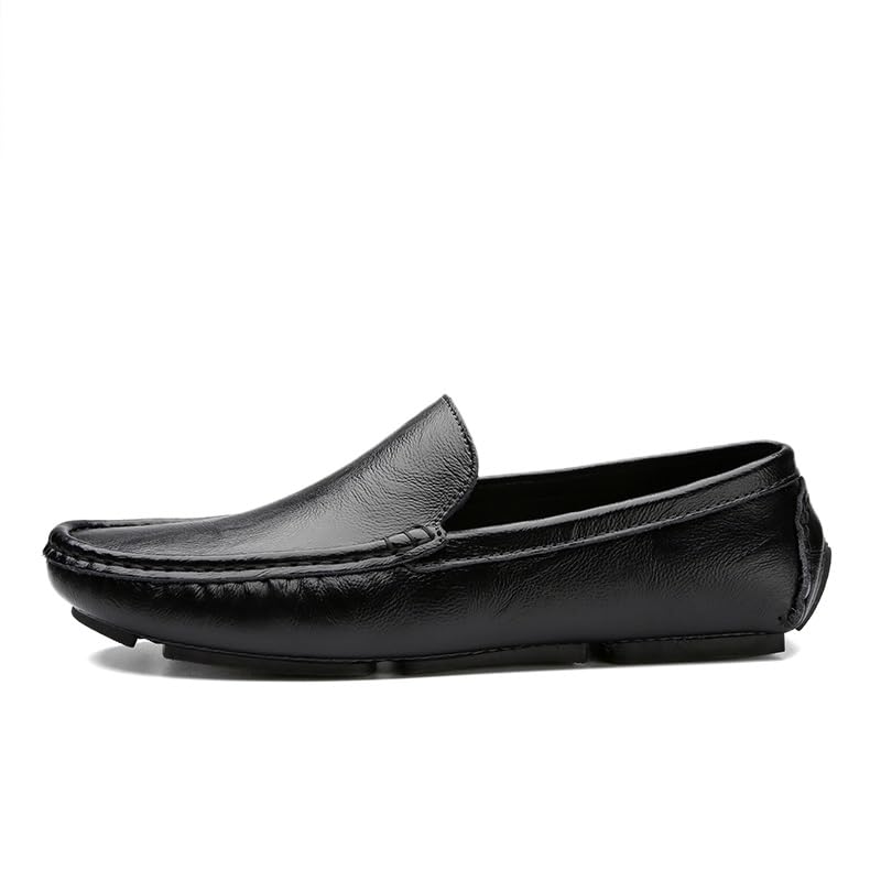 Loafers for Men Solid Color Round Toe Faux Leather Driving Loafers Flexible Lightweight Flat Heel Outdoor Slip On