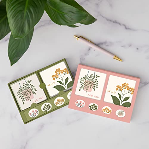 Image of Studio Oh! Assorted Mini Note Card Sets with Stickers, 12 Blank Cards, Stickers & Small Envelopes, Greeting Notecards for Birthday, Thank You Notes, 260 GSM Textured Paper Weight, Floral Notes