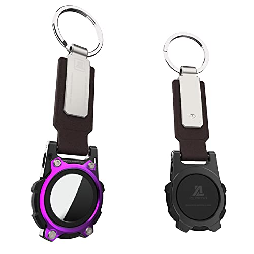alumania エアタグ用保護バンパー&キーホルダー PURPLEベゼル アルミとシリコンブロックのハイブリッド