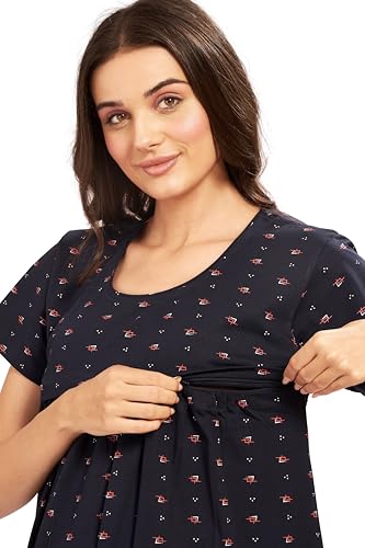 Image of AV2 Women's Cotton Starred Knee Length Maternity Nightdress