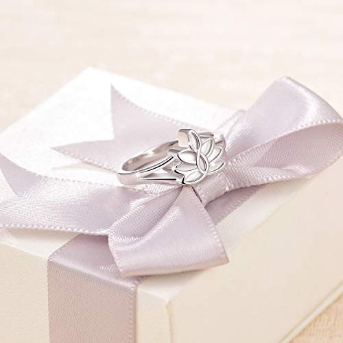 Sterling Silver Lotus Flower Urn Ring Exquisite Ashes Keepsake Holder Cremation Memorial Jewelry Always in My Hearty (8#)2