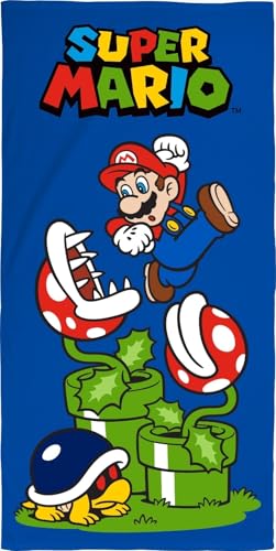 arlis Drap de Plage ou Drap de Bain Super Mario 70 X 140 cm - en Microfibre (Drap de Plage Super Mario)