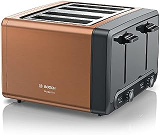 Bosch DesignLine Plus TAT4P449GB 4 Slot Stainless Steel Toaster with variable controls - Copper