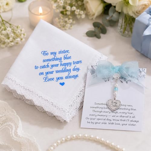 Image of MIXJOY Something Blue Gift for Bride, Wedding Day Bridal Blue Pearl Angel Wings Bouquet Garter Charm for Bride to Be