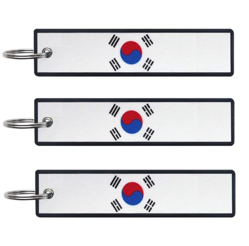 JAVD Korea Flag Keychain Set with Key Rings (3 Pack)