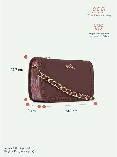Image of ZOUK Small Shoulder Bag Bag for Women | Stylish Vegan Leather Shoulder Bag with Gold Chain Handle | Water-Resistant | Chic & Handcrafted Purse |
