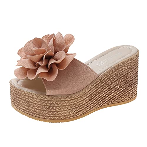 Fashion Spring and Summer Women Sandals Wedge Heel Flower Thick Sole Casual Style Womens Size 12 Slippers