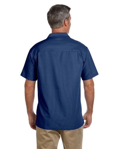Harriton Men's Barbados Textured Camp Shirt 2Xl Pool Blue #TOP1