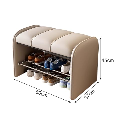 Banco de zapatos de piel sintética con madera para dormitorio 3