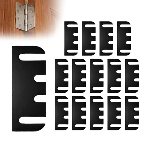 AOGROD 15 Pack Door Hinge Shims 4 Inch Door Hinge Spacer Kit Precut Polycarbonate (PC) Black Hinge Shims with DIY Trimmable for Door Alignment & Repair Filling Gaps 1.2mm / 0.05 Thickness