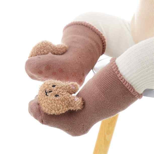 Calcetines Bebés Antideslizantes, Transpirables, Diseño Oso, Mezcla Algodón, Longitud Pie 11 cm, Para Niños/as 0-6 Meses