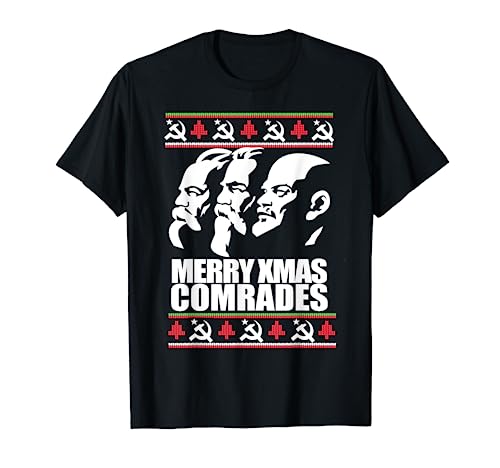 MERRY XMAS COMRADE Ugly Christmas Sweater Marx Engels Lenin Maglietta