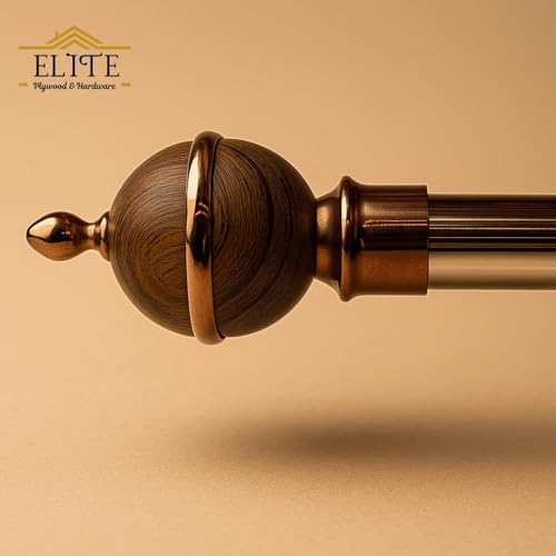 Image of Urban Elite Premium Curtain End Cap - Elegant Decorative Rod Finial for Window Drapes, Smooth Finish, Durable & Stylish, Perfect for Home & Office Decor (Rosegold|Wooden, Wooden, Medium)