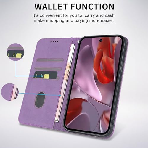 Étui portefeuille Google Pixel 9A 2025 aimanté avec support violet - 5