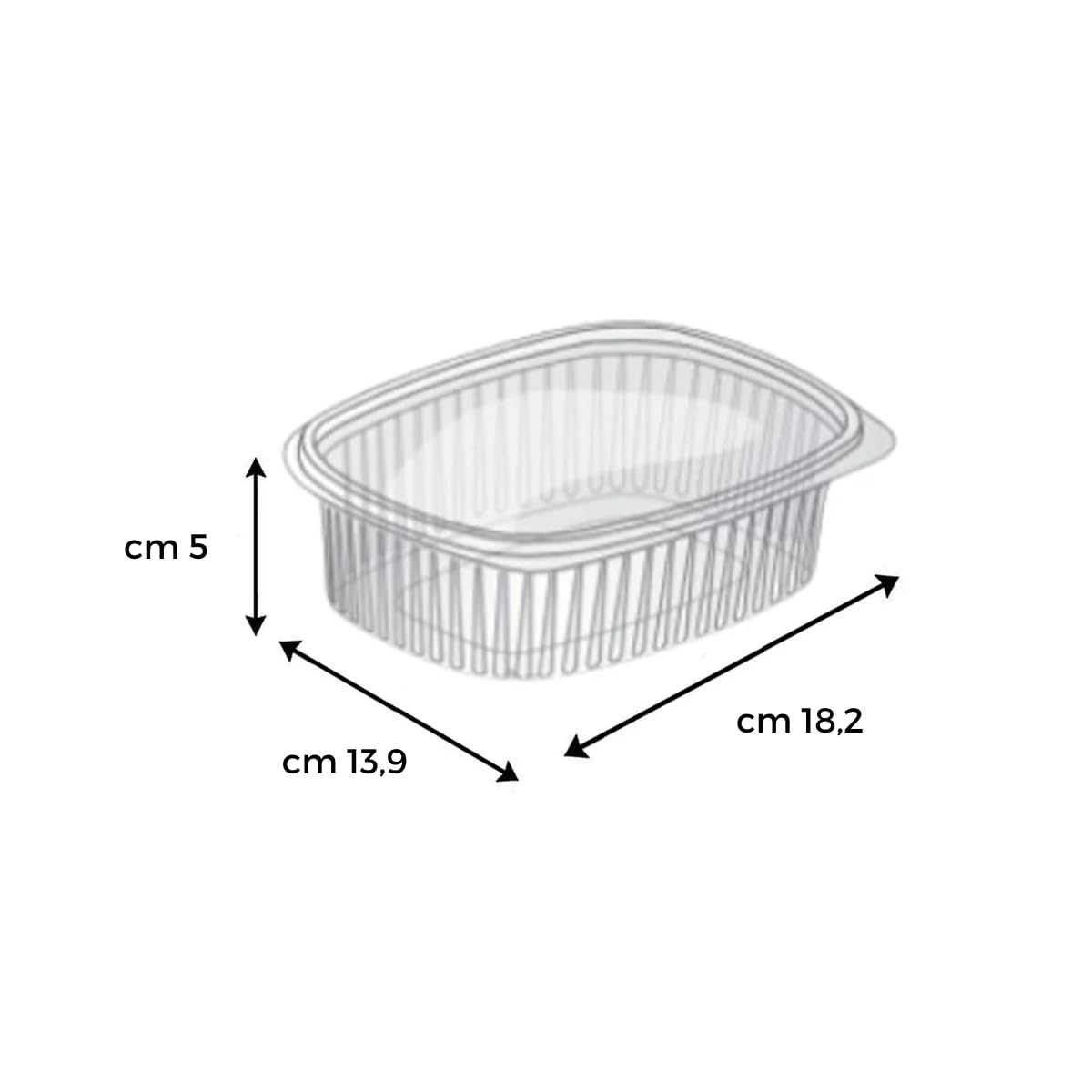 Generico Vaschette trasparenti per alimenti ops (500cc formato 18.2x13.9 altezza cm 5)