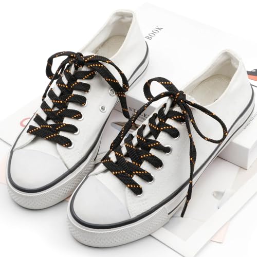 Image of Flat Shoelaces Multicolor Twill Point Thick Shoe Lace Shoestring 2 Pair