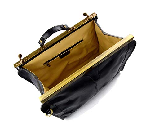 Bolso mujer y hombre de cuero negro con estética retro funcional 5