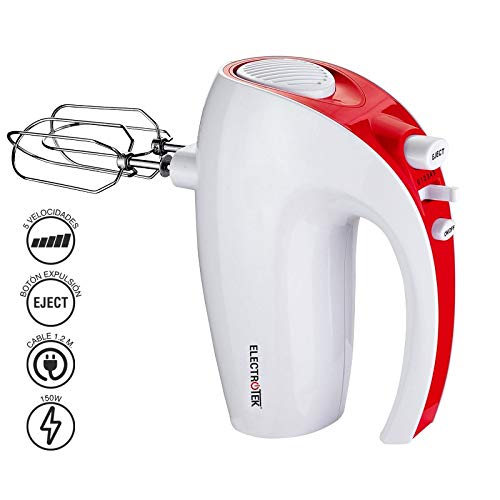 ELECTROTEK Batidora-Amasadora de 5 velocidades, 150W ET-BA150 (Azul)