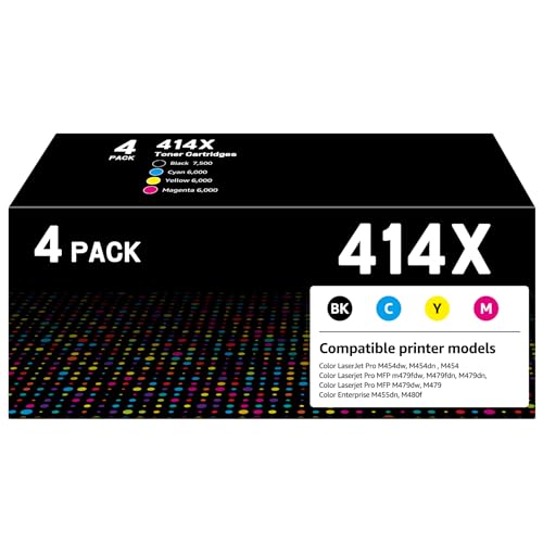 cmybabee 414x toner cartridges 4 pack high yield replacement for hp 414x 414a w2020x toner compatible with color laserjet pro mfp m479fdw m479fdn m454dw m454dn m480f printer with chip