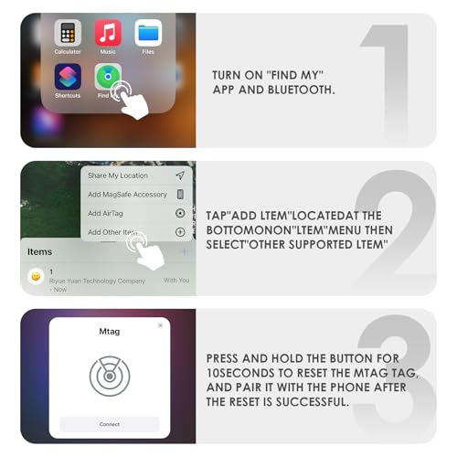 Image of GPS Tracker Tags-3 Pack,Bluetooth Tracker Tags Works with Apple Find My APP (iOS Only, Not for Android),Smart Tag with Keychain /Lanyard,Item Finders Tracker for Key, Luggage, Wallet,Bags,Pets