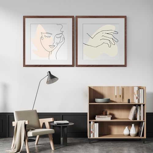 puthiac 20x20 Walnut Picture Frames for Wall - Minimalist 20x20 Oak Wood Frames, 20"x20" Picture Frame Wood, Natural Solid Wooden Picture Frames for Wall Art Photo and Prints (1 Pack, Walnut)