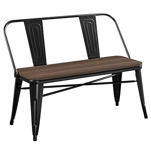 17 Creative Cinder Block Bench Ideas for Your Outdoor Space 4 Yaheetech Industrial Metal Dining Bench Mid-Century Farmhouse Bench with Wooden Top Seat and Removable Backrest for Kitchen/Garden, Black