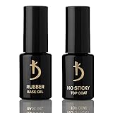Kodi Professional SET 2in1 Rubber BASE 12ml. (0.4 Fl Oz) + NO STICKY TOP 12ml. without sticky layer (0.4 Fl Oz) Gel LED/UV Nail Polish Coat Soak Off, 0.40 Fl Oz (Pack of 2)